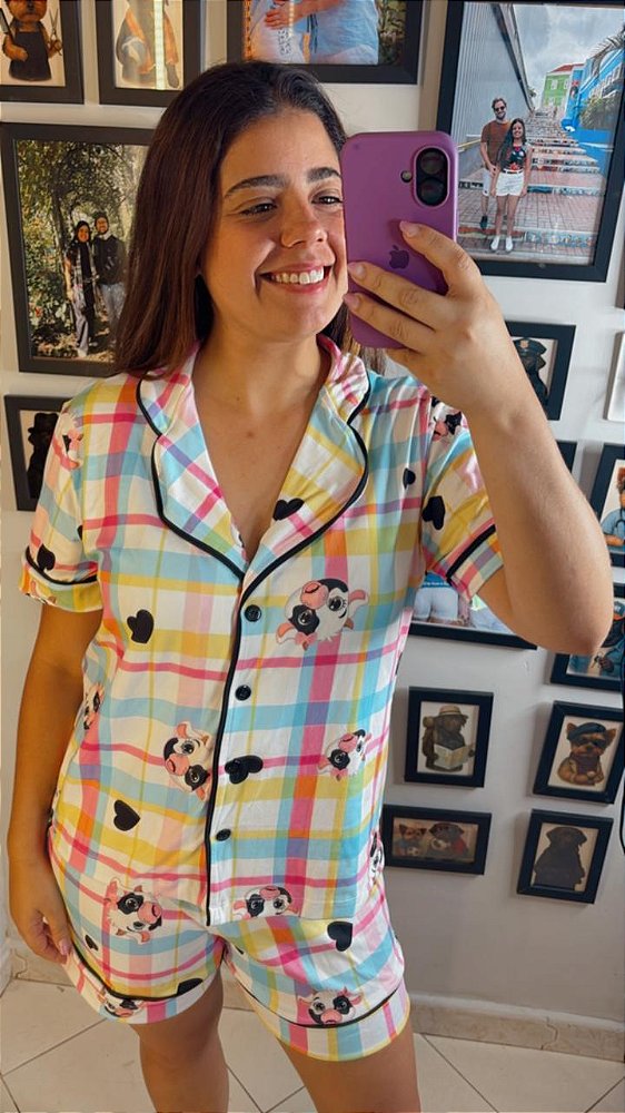 Pijama Americano - Manga Curta c/ Short - Vaquinha 04