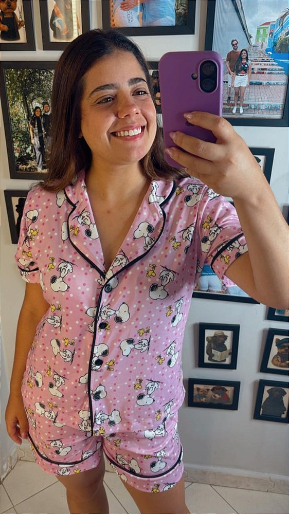 Pijama Americano - Manga Curta c/ Short - Snoop 05