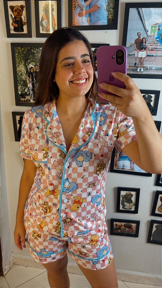 Pijama Americano - Manga Curta c/ Short - Pooh 08