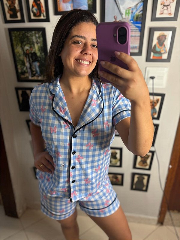 Pijama Americano - Manga Curta com Short - Laço 05