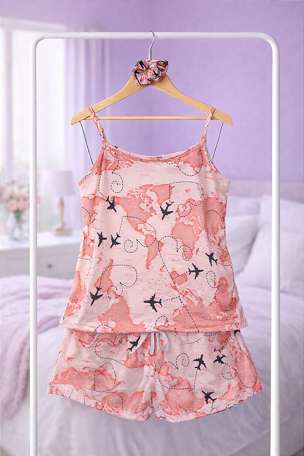 Pijama Sofia - Alcinha com Short - Viagem 01