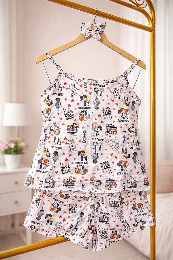 Pijama Sofia - Alcinha com Short - Grey´s 01