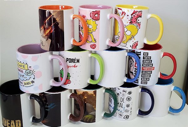 Caneca interior e alça colorida