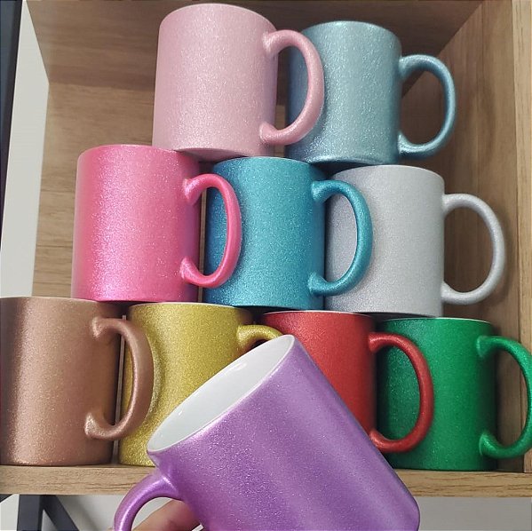 Caneca colorida com Glitter