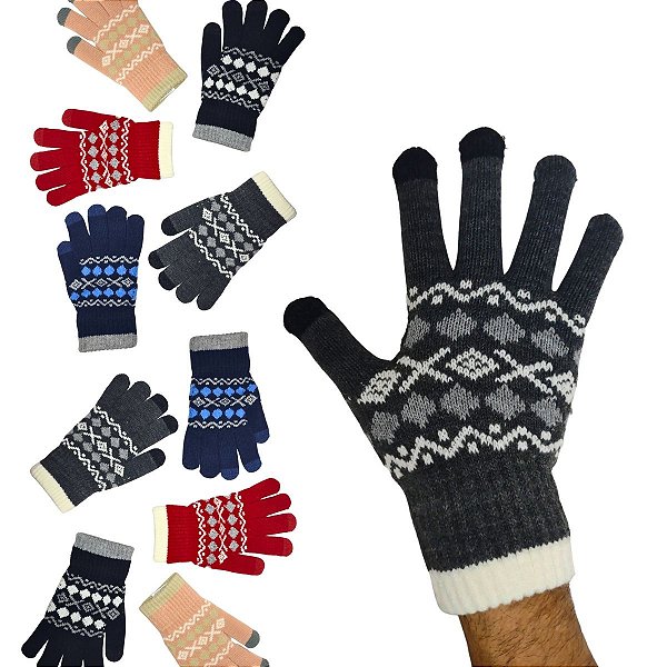 Luvas De Lã Touch Screen Celular Tablet Quentinha Inverno