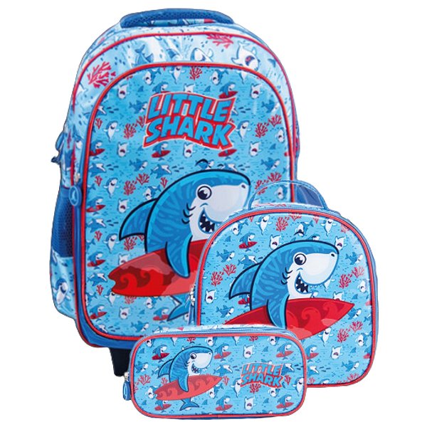Kit Mochila Escolar Infantil De Rodinhas  Bolsa Resistente Impermeável Com Lancheira E Estojo