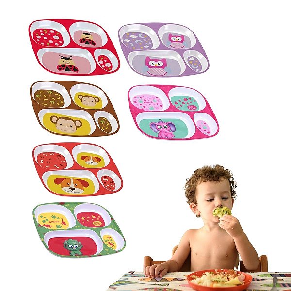Prato Bebe Infantil Com Divisória Introdução Alimentar