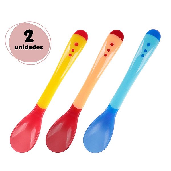 Kit Colher Infantil Termo Sensivel Silicone - Flexivel E Macia - Art Baby