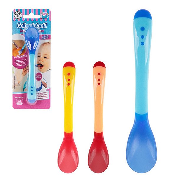 Colher Infantil Blw Introdução Alimentar Termo Sensivel Silicone Flexivel E Macia - Art Baby