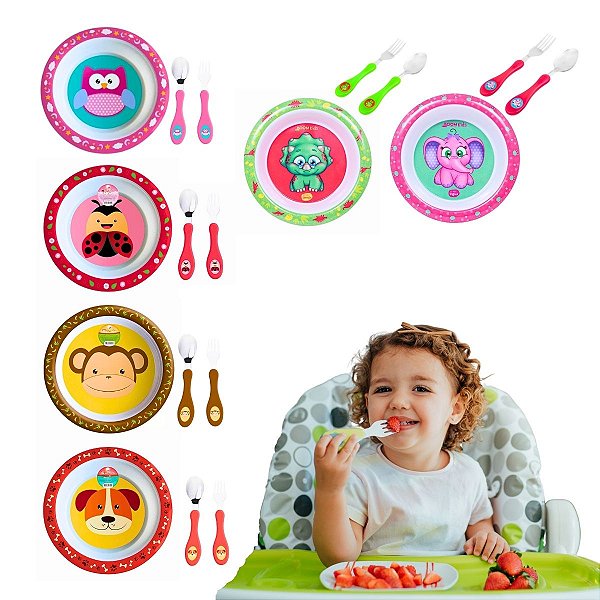 Conjunto De Pratinho Leve Infantil Tigela E Colher Bebê