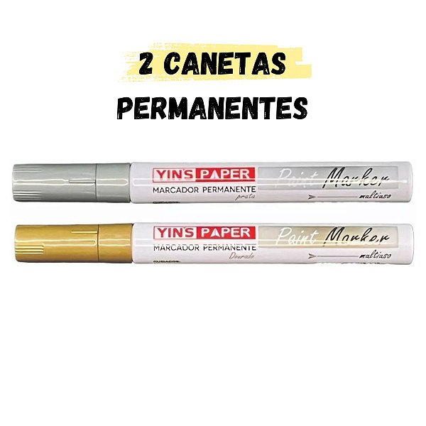 2 Canetas Permanente 2.8mm Borracha Metal Vidro Plástico