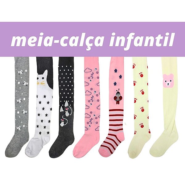 Meia Calça Infantil Juvenil Grossa Estampada