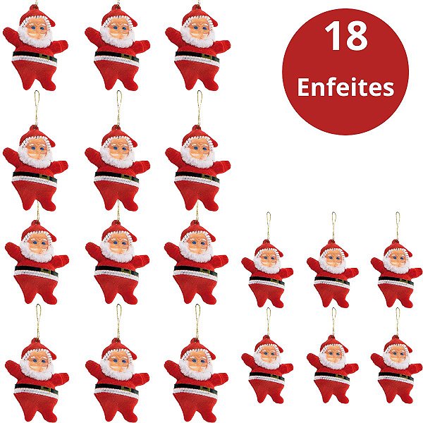 Kit 18 Papai Noel Pendentes Enfeites De Natal Árvore