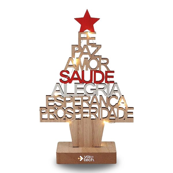 Mini Arvore De Natal Enfeite De Madeira Com Luzes De Led