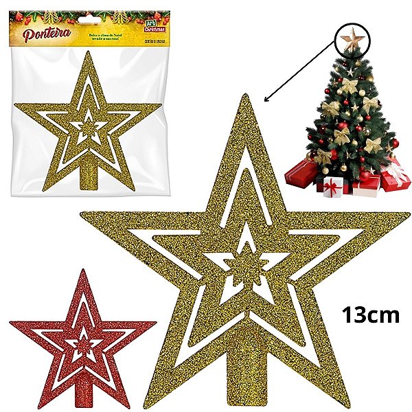 Ponteira Estrela Vazada 13cm Enfeite De Natal