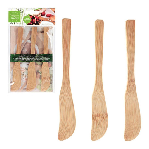 3 Mini Espatulas De Bambu - Manteiga Pastas Geleia Homus Mel