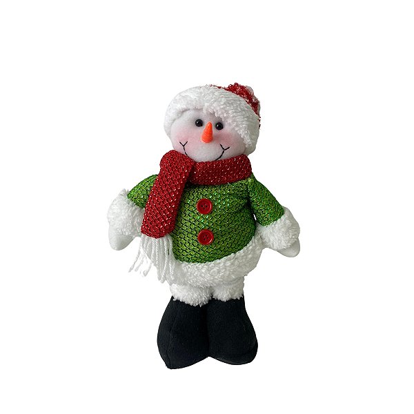 Enfeite De Natal Boneco Extensivel 42cm Boneco De Neve Cor Verde