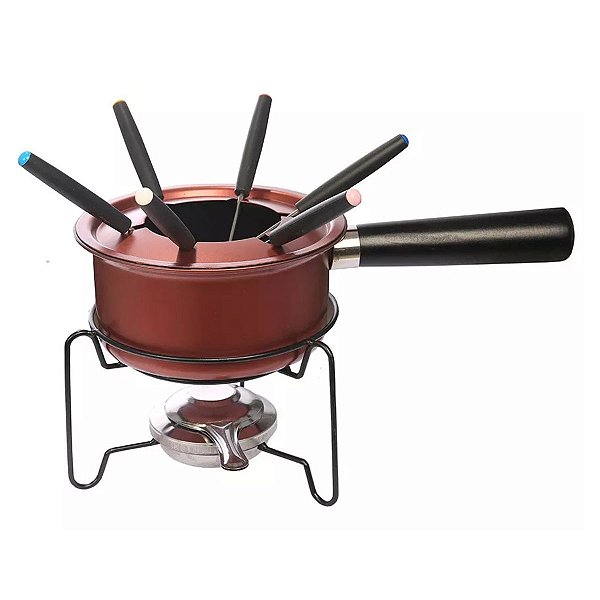 Conjunto Para Fondue E Petiscos Vermelho 10pçs
