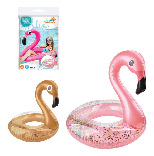 Boia Flamingo Rose Gold Inflável Com Glitter Para Blogueirinhas