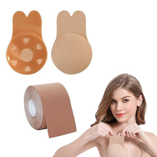 Kit Sutia Adesivo Silicone Invisivel + Fita Adesiva Levanta Seio