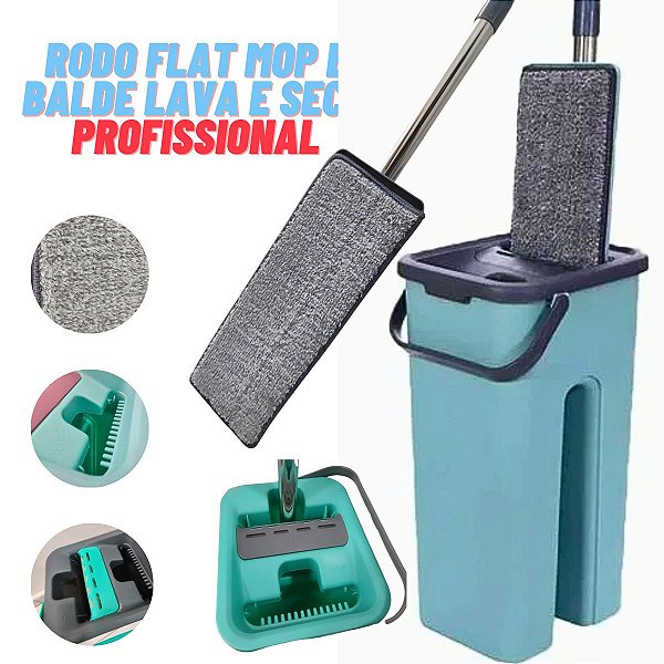 Rodo Flat Mop E Balde Lava E Seca Profissional