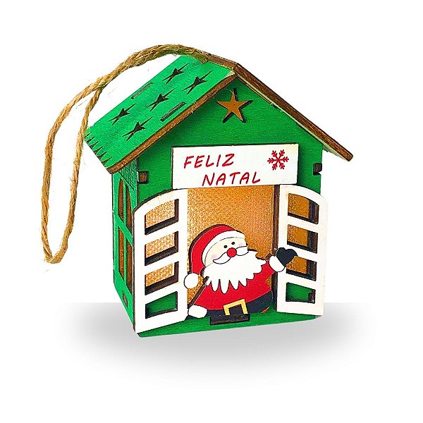 Enfeite Natal Luminária Casinha Papai Noel Com Luz