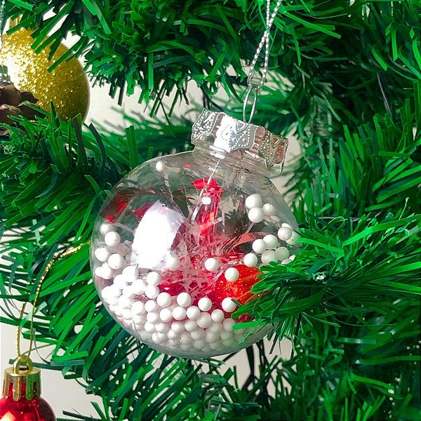 Kit 12 Bola De Natal Transparente Com 8cm