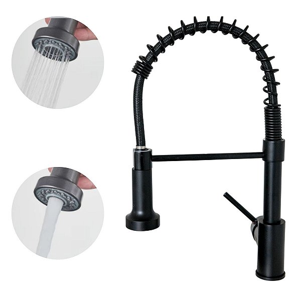 Torneira Cozinha Gourmet Misturador Monocomando Preta