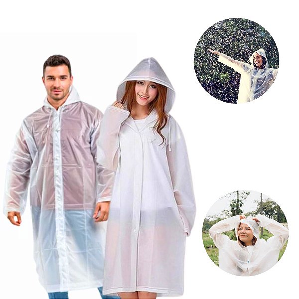 Capa De Chuva Reutilizável Resistente Unissex Com Capuz