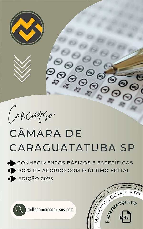 Apostila CÂMARA DE CARAGUATATUBA SP 2025 Agente Financeiro