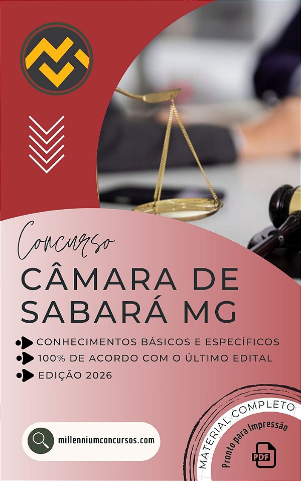 Apostila CÂMARA DE SABARÁ MG 2026 Assessor Legislativo I