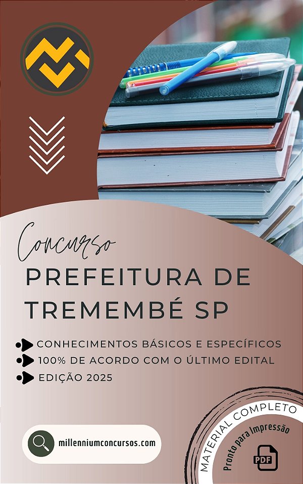 Apostila PREFEITURA DE TREMEMBÉ SP 2026 Arquiteto