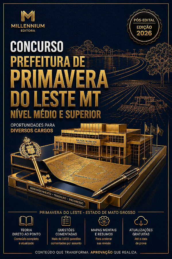 Apostila PREFEITURA DE PRIMAVERA DO LESTE MT 2026 Professor Pedagogo
