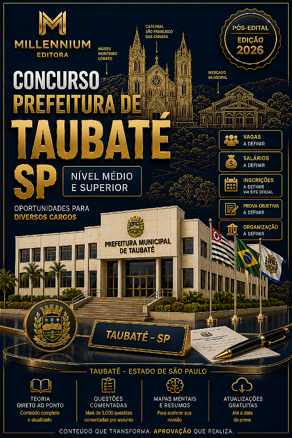 Apostila PREFEITURA DE TAUBATÉ SP 2026 Fisioterapeuta
