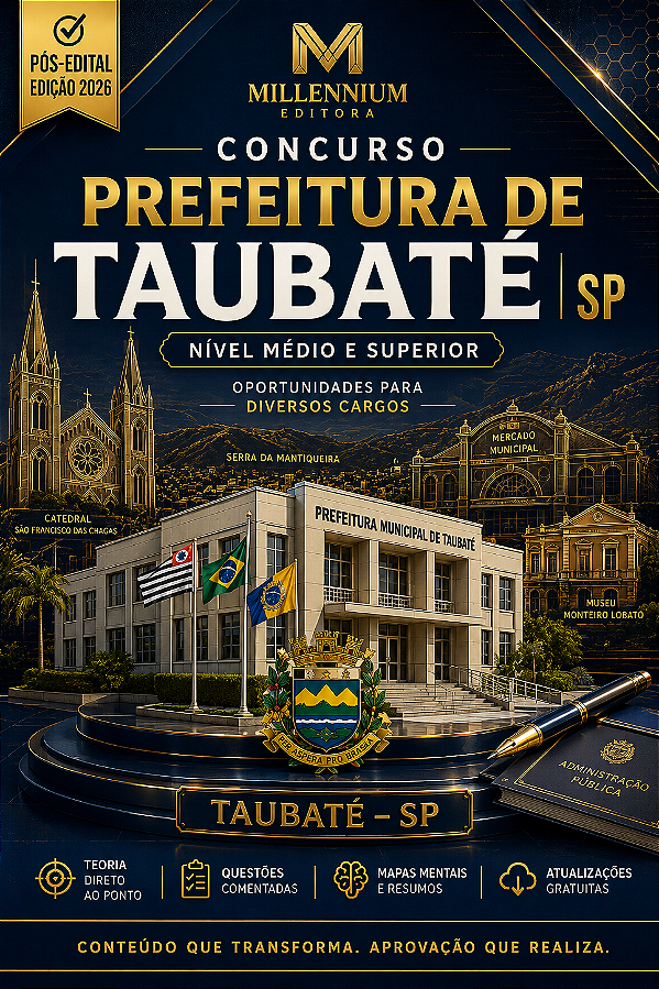 Apostila PREFEITURA DE TAUBATÉ SP 2026 Auditor Fiscal de Tributos Municipais