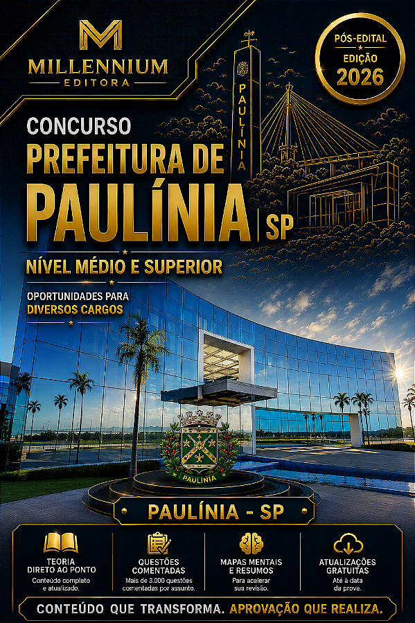 Apostila PREFEITURA DE PAULÍNIA SP 2026 Professor Matemática