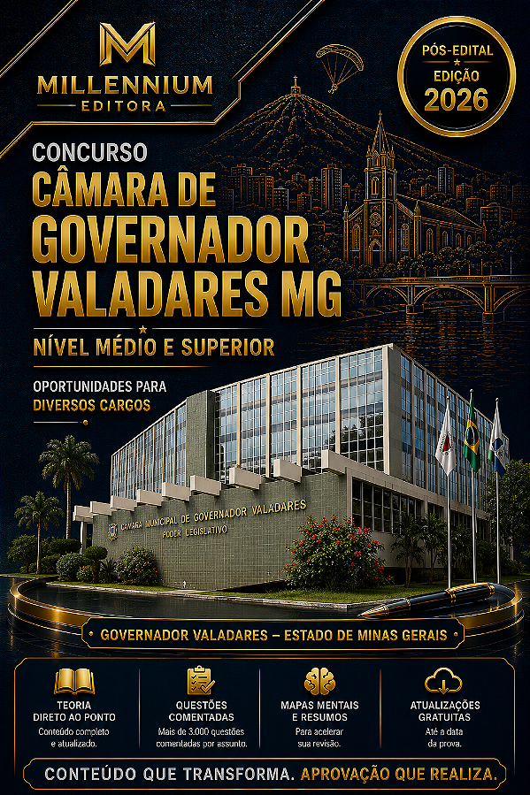 Apostila CÂMARA GOVERNADOR VALADARES MG 2026 Consultor Legislativo