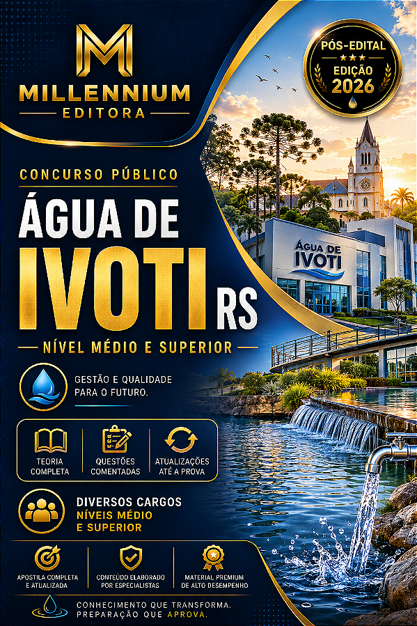 Apostila ÁGUA DE IVOTI RS 2026 Técnico de Tratamento e Qualidade de Água e Esgoto