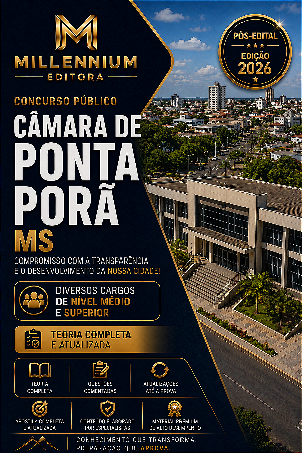 Apostila CÂMARA DE PONTA PORÃ MS 2026 Analista de Licitação e Contratos