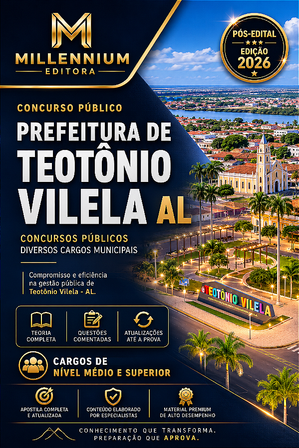 Apostila PREFEITURA DE TEOTÔNIO VILELA AL 2026 Secretário Escolar