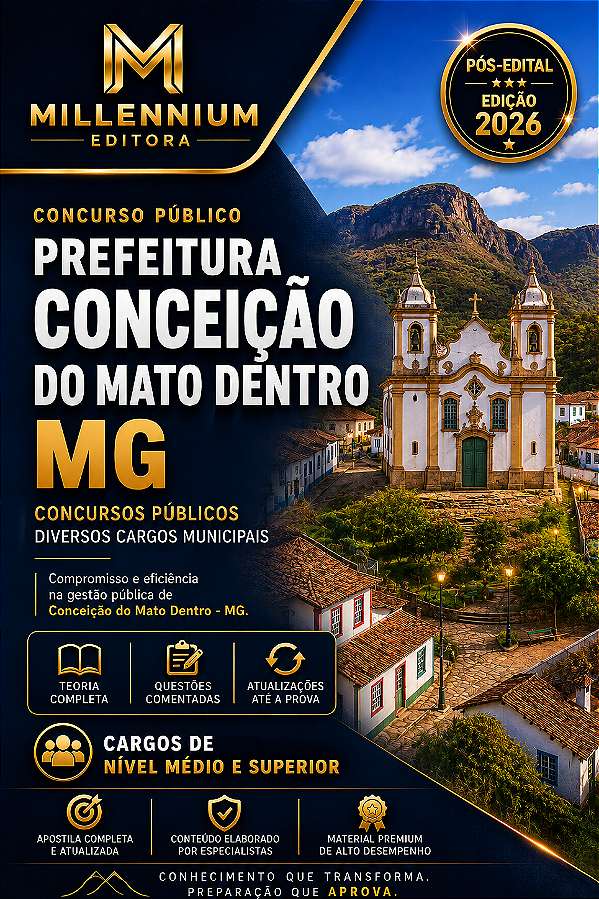 Apostila PREFEITURA CONCEIÇÃO DO MATO DENTRO MG 2026 Auxiliar de Creche
