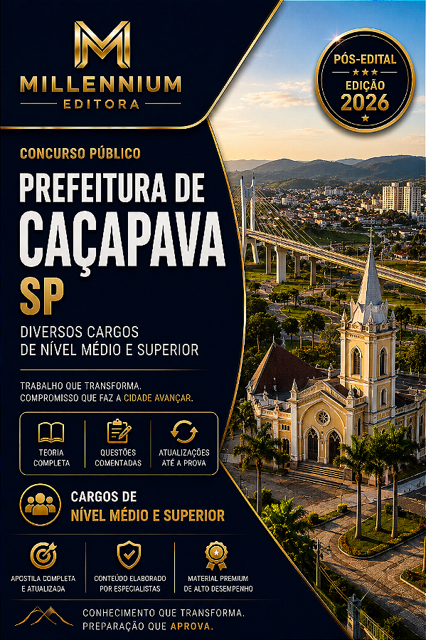 Apostila PREFEITURA DE CAÇAPAVA SP 2026 Professor II - Matemática
