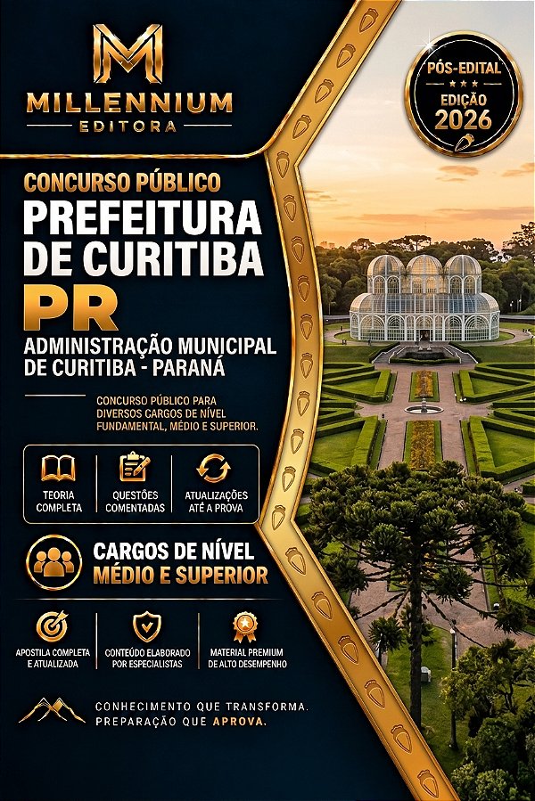 Apostila PREFEITURA DE CURITIBA PR 2026 Agente Administrativo