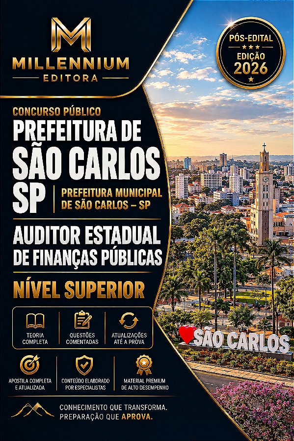 Apostila PREFEITURA DE SÃO CARLOS SP 2026 Médico Oftalmologista