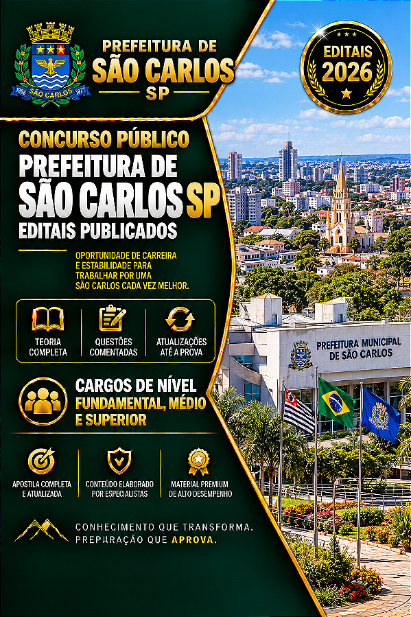 Apostila PREFEITURA DE SÃO CARLOS SP 2026 Médico Psiquiatra