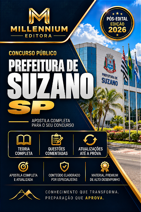 Apostila PREFEITURA DE SUZANO SP 2026 Auxiliar de Secretaria