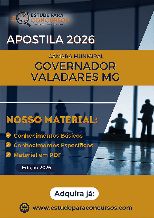 Apostila CÂMARA GOVERNADOR VALADARES MG 2026 Consultor Legislativo