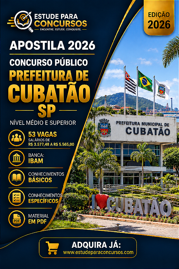 Apostila PREFEITURA DE CUBATÃO SP 2026 Técnico em Nutrição e Dietética