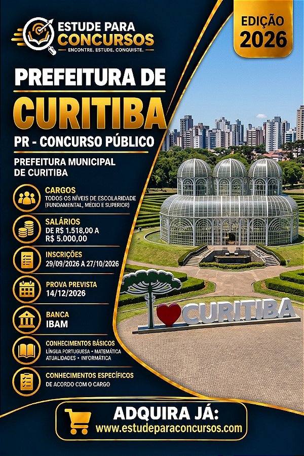 Apostila PREFEITURA DE CURITIBA PR 2026 Fiscal de Obras e Posturas