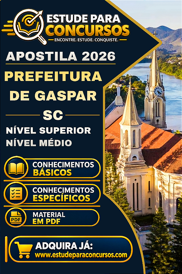 Apostila PREFEITURA DE GASPAR SC 2026 Professor de Inglês